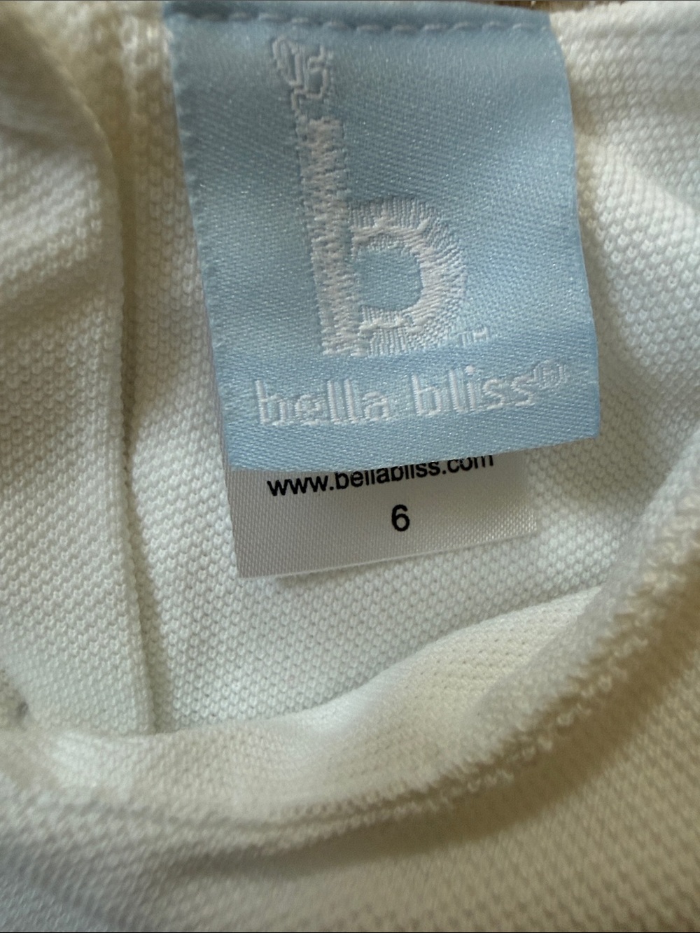 NBW Bella Bliss White Dress with Blue Stripe Bow Accent - Picture 2 of 3